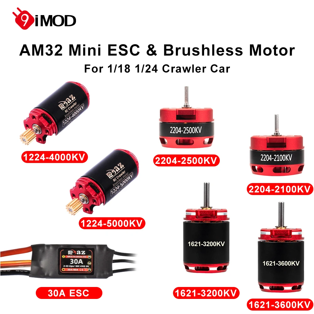9IMOD ブラシレス ESC モーターコンボ AM32 30A ミニ ESC 1224/1621/2204 アウトランナーモーター RC 1/18 1/24 クローラー車軸 SCX24 TRX4M