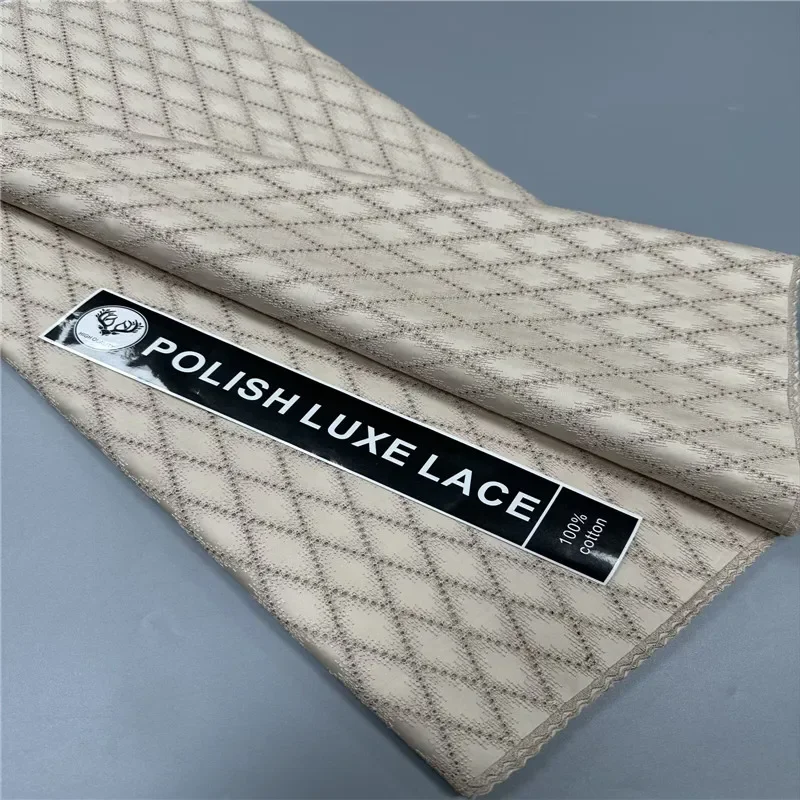 

5 Yards Nigerian Cotton Polish Satin Embroidery Fabric High Quality Swiss Voile Lace Material For Men Dubai Style 10L19703