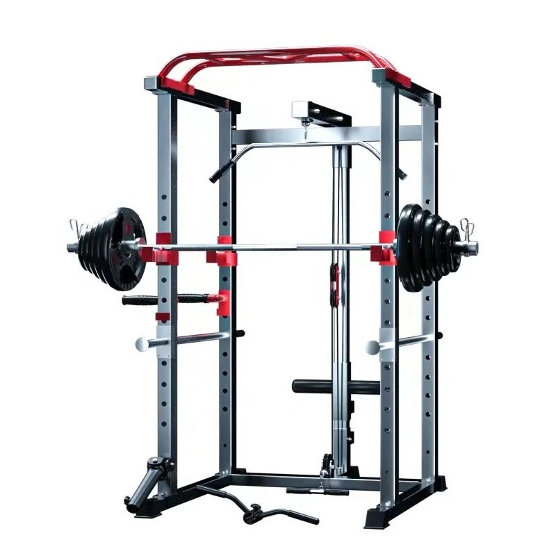 Adjustable Power Rack Stand Gym Weightlifting Smith Machine & Squat Rack
