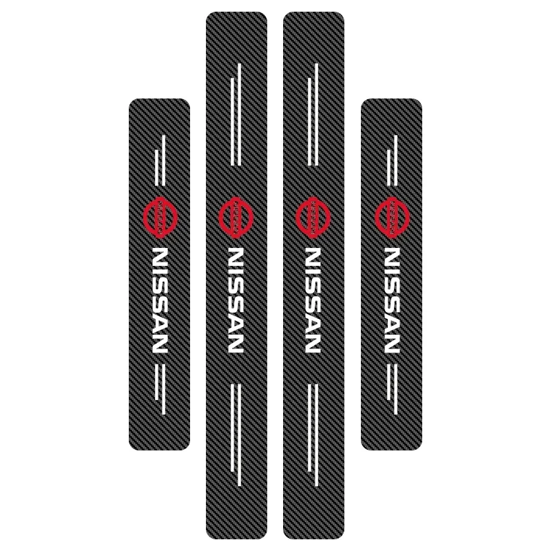 Carbon Fiber Car Door Plate Threshold Protector Emblem Sticker For Nissan Nismo Almera Tiida Juke Teana Qashqa Wheel Center Caps