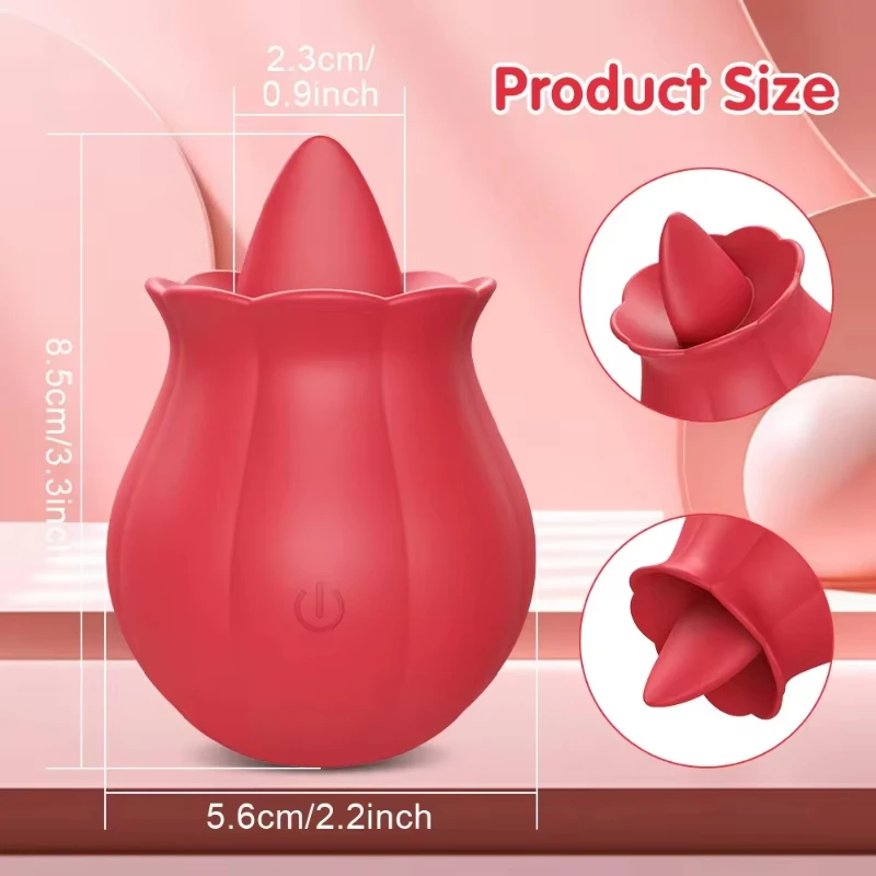 Clitoris Stimulator Licking Vibrator Rose Shape Clit Nipper Massage Masturbator Women Female Powerful Vibrating Mini Sex Toy view 4