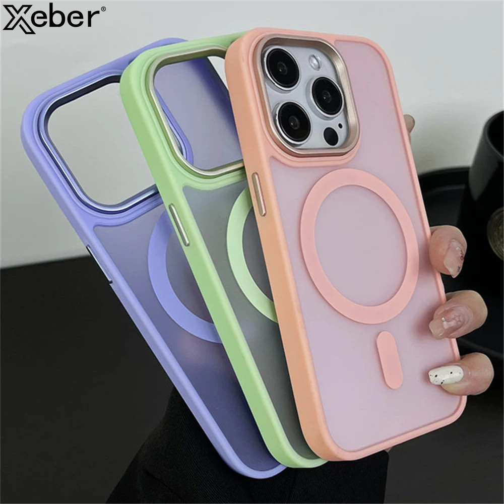 Matte Translucent For Magsafe Magnetic Wireless Charging Case For iPhone 16 11 12 13 14 15 Pro Max Hard Armor Shockproof Cover