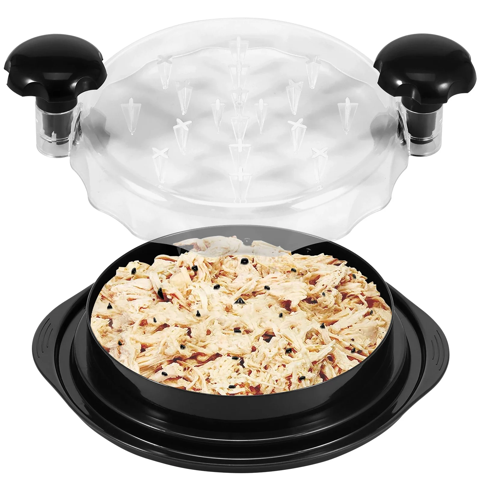 

Chicken Shredder with Clear Lid Efficient Non-Slip Meat Shredder Ergonomic Handle BPA Free Dishwasher Safe for Pulled Pork