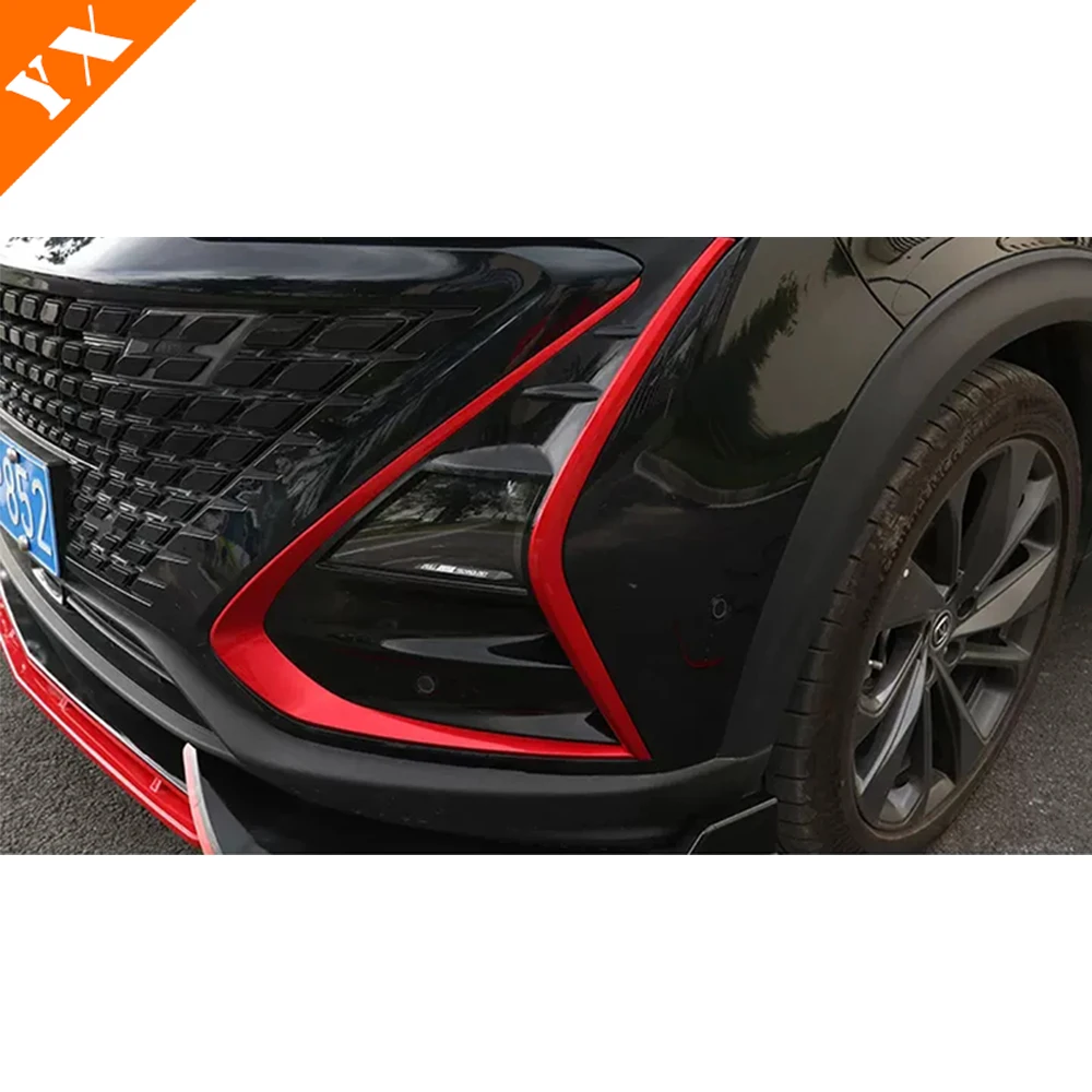 Carbon Chrome Red Car Front Fog Light Trim Sticker Cover Decor Anti Scratch Garnish 2020-2024 For Changan UNIT UNI-T Accessories