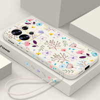 Small Flowers Print Lanyard Case For Xiaomi Poco X6 X5 F6 11T 13T Pro Redmi Note 13 14 4G 12 13 14 Pro Plus 5G TPU Phone Cover