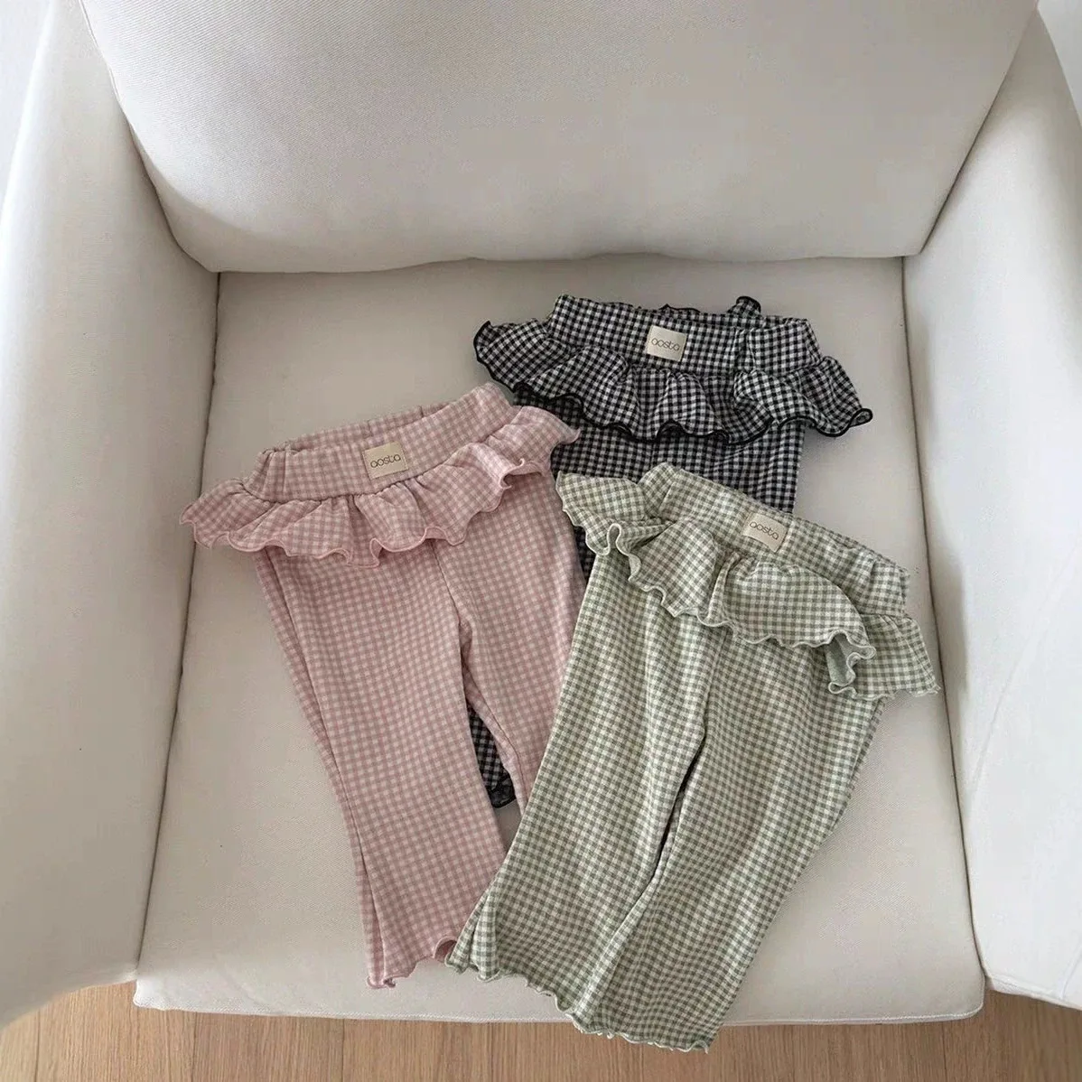 Plaid Flare Casual Pants Korean New Childrens Wear 2026 Fall Girls Medium Small Girls Stylish Trendy Diaper Cover Casual