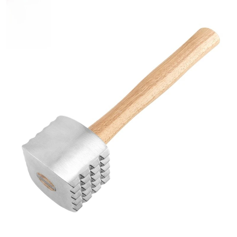 Wooden handle square steak hammer, raised loose meat steak pork tender meat minced meat aluminum alloy hammer