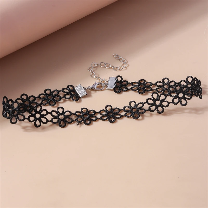 Koreanischer Stil, schwarze Spitze, Blumen-Halskette für Frauen und Mädchen, Party, Festival, Schmuck, Geschenke – Detail 8
