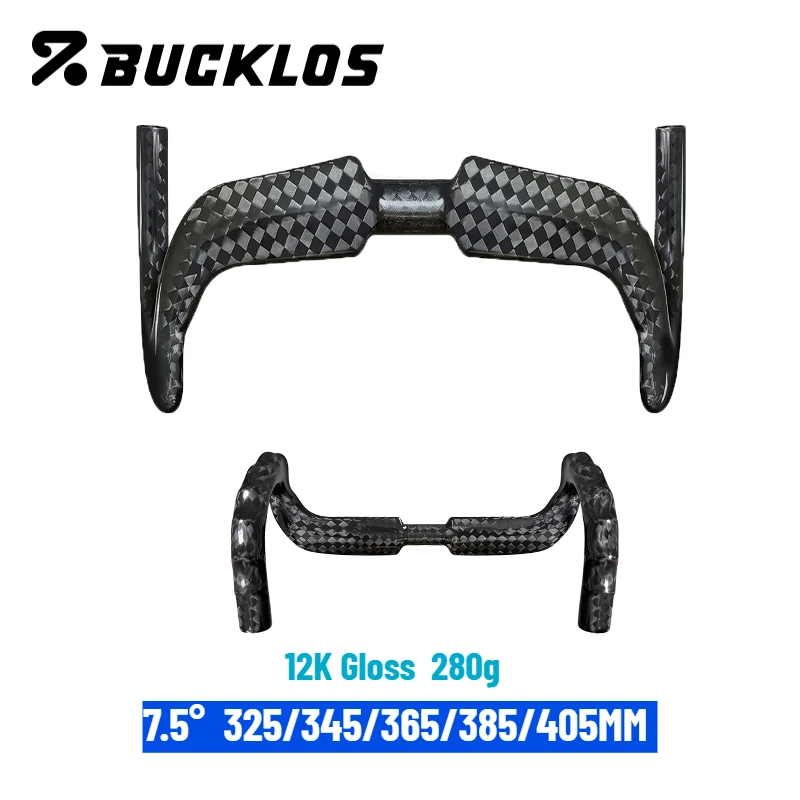 BUCKLOS Full Carbon Bicycle Drop Bar, 12K Glossy Fixed Gear Fixie Bike Handlebar 31.8mm Racing Bicycle Bent Bar Bike Accessories