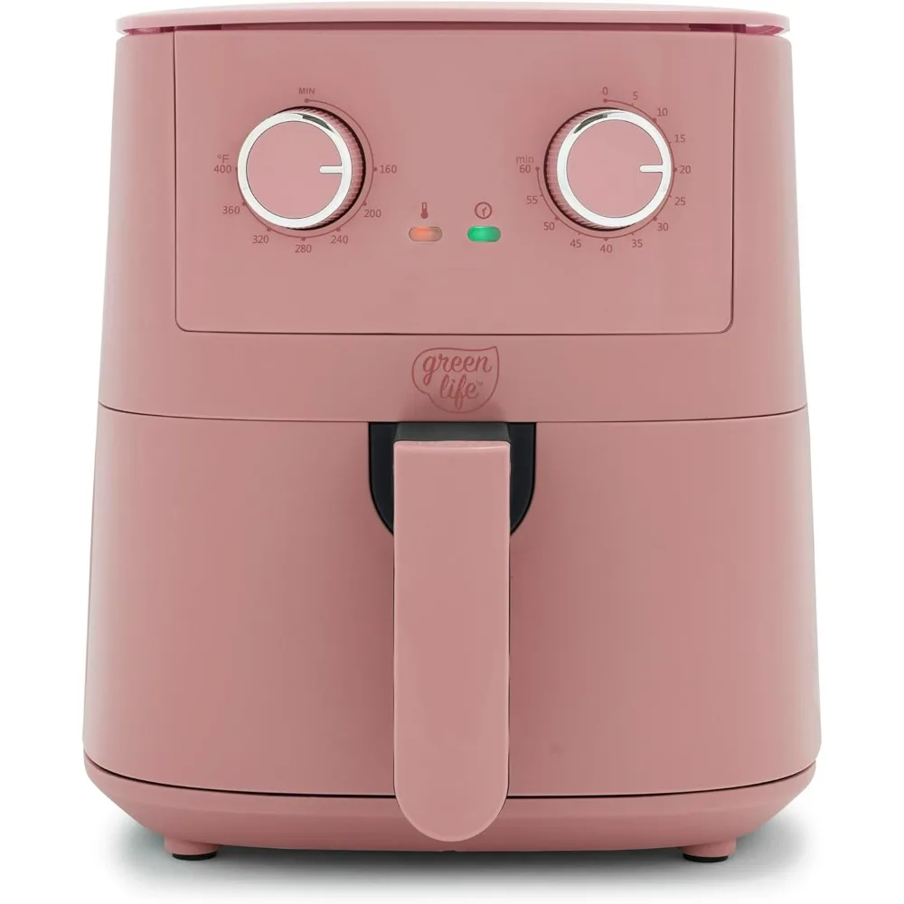 

4.5QT Mechanical Air Fryer,PFAS-Free Ceramic Nonstick Adjustable Temperature Timer Dial,LED Indicator,Holiday Gifting,Dusty Pink