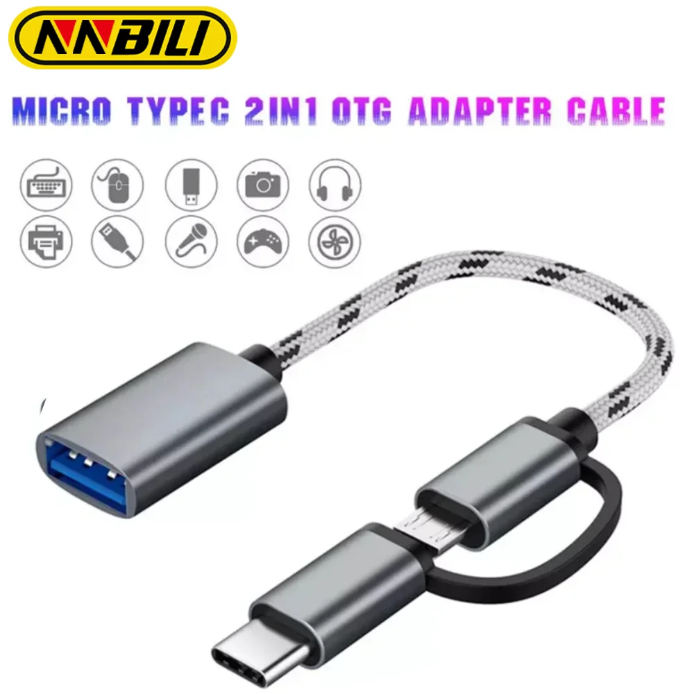 2 in 1 Type-C OTG Adapter Cable for Samsung S10 S10 Xiaomi Mi 9 Android MacBook Mouse Gamepad Tablet PC Type C OTG USB Cable