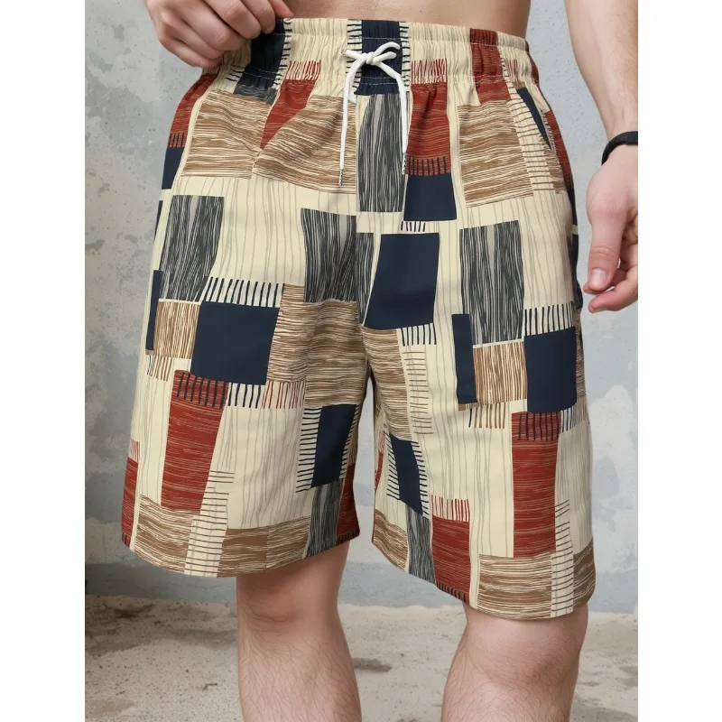 

Летние гавайские пляжные шорты для мужчин, повседневные, яркие, с принтом в клетку, спортивные, быстросохнущие, для отдыха, плавки, шорты-трансформеры, гавайские плавки для плавания