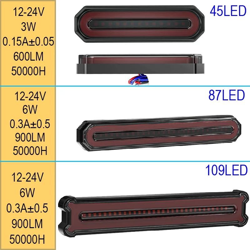 

Truck Side Light Trailer Tail Light LED Strip Edge Lamps 12-24V Flashing Flowing High Signal Light Warning Light Waterproof