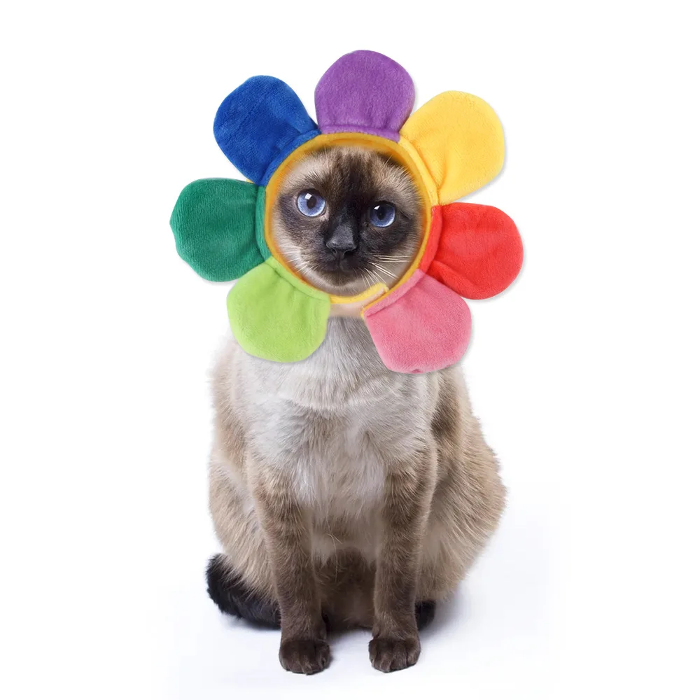 Flower Headwear Vivid Colors Multi Scene Applications Short Plush Pet Supplies Cat Head Covers Comfortable And Soft Pets