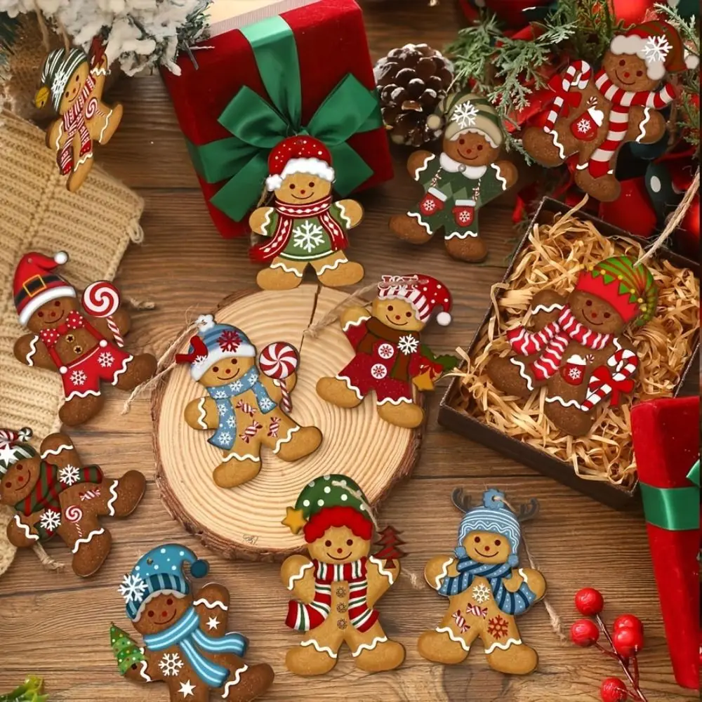 24pcs/set Handmade Merry Christmas Present Xmas Tree DIY Christmas Tree Hanging Tags Gingersnap Hang Decor Happy New Year