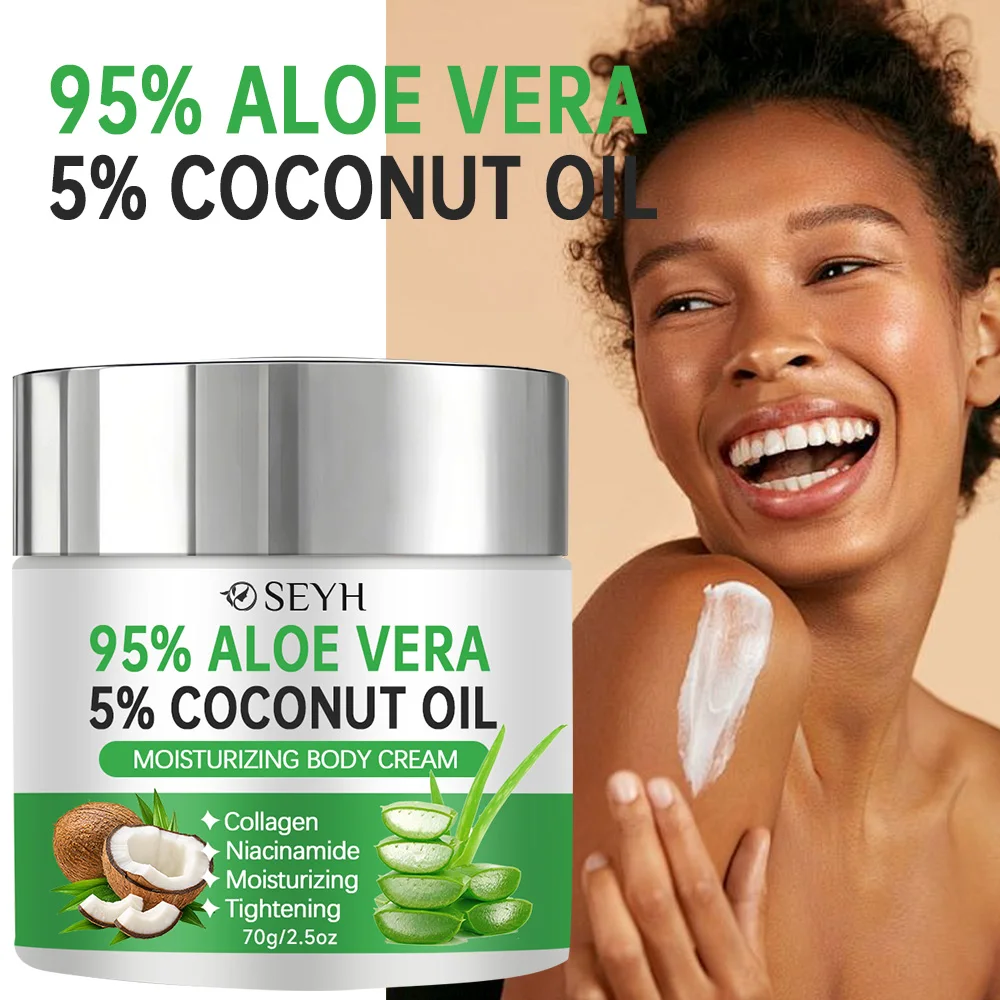 Crema Corporal SEYH con Aceite de Coco y Aloe Vera - 2.5 Oz/70g - 1.4 Oz/40g con Colágeno + Manteca de Karité, Ácido Hialurónico, Retinol y Niacinamida