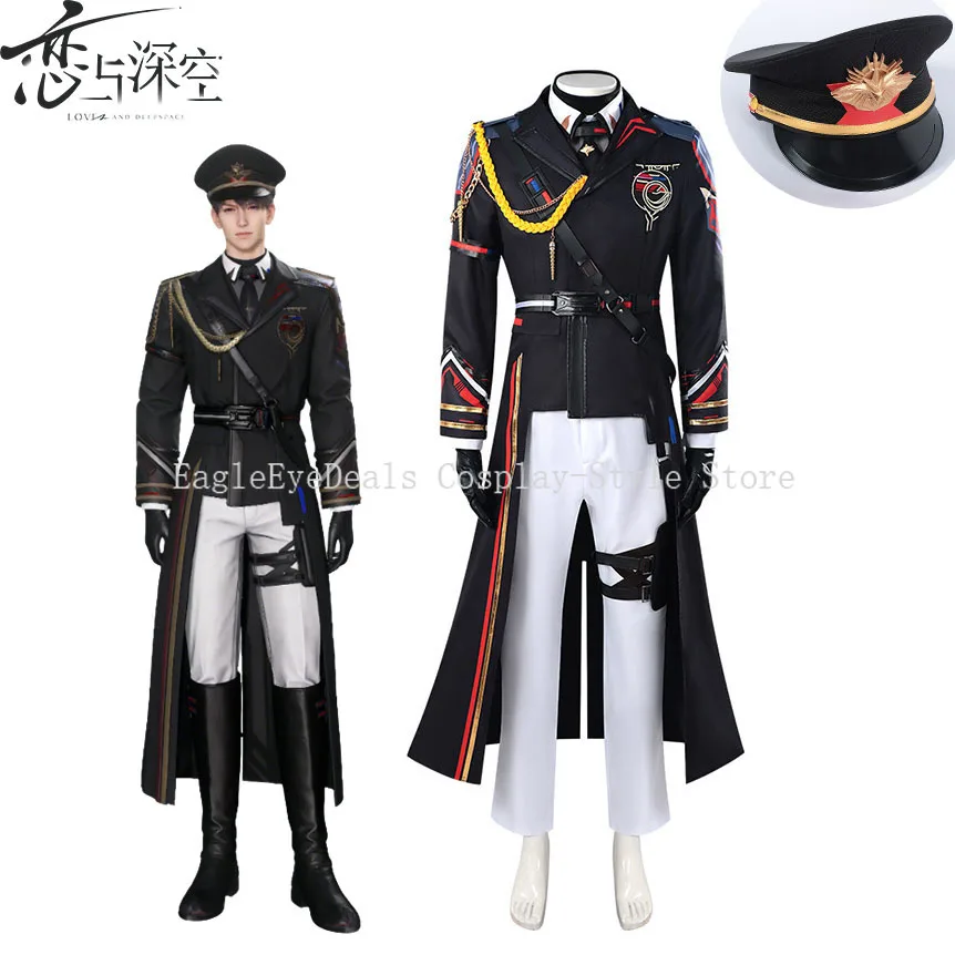 Amor y espacio profundo Caleb Zayne Xavier MC disfraz de Cosplay conjunto completo uniformes para fiesta de Halloween sombrero hombre mujer vestido camisa elegancia