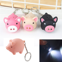 Mini LED Keychain Light Pig Key Ring Mini Flashlight Keychain Flashlight Pocket Emergency Light Torch Kids Toys Backpack Pendant