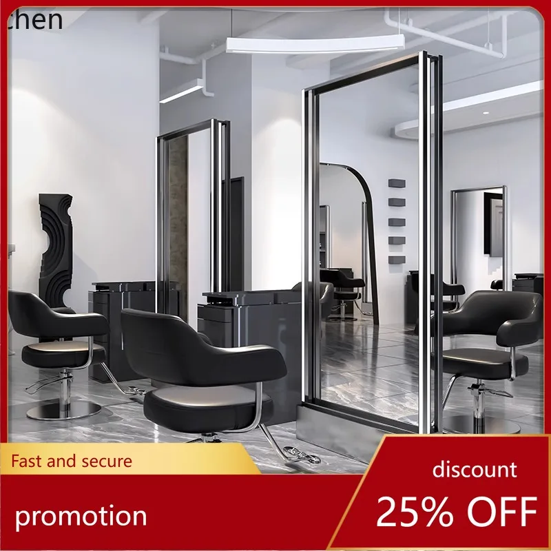 

ZML barber shop hair cut mirror table barber shop stainless steel mirror single and double-sided floor mirror scissors