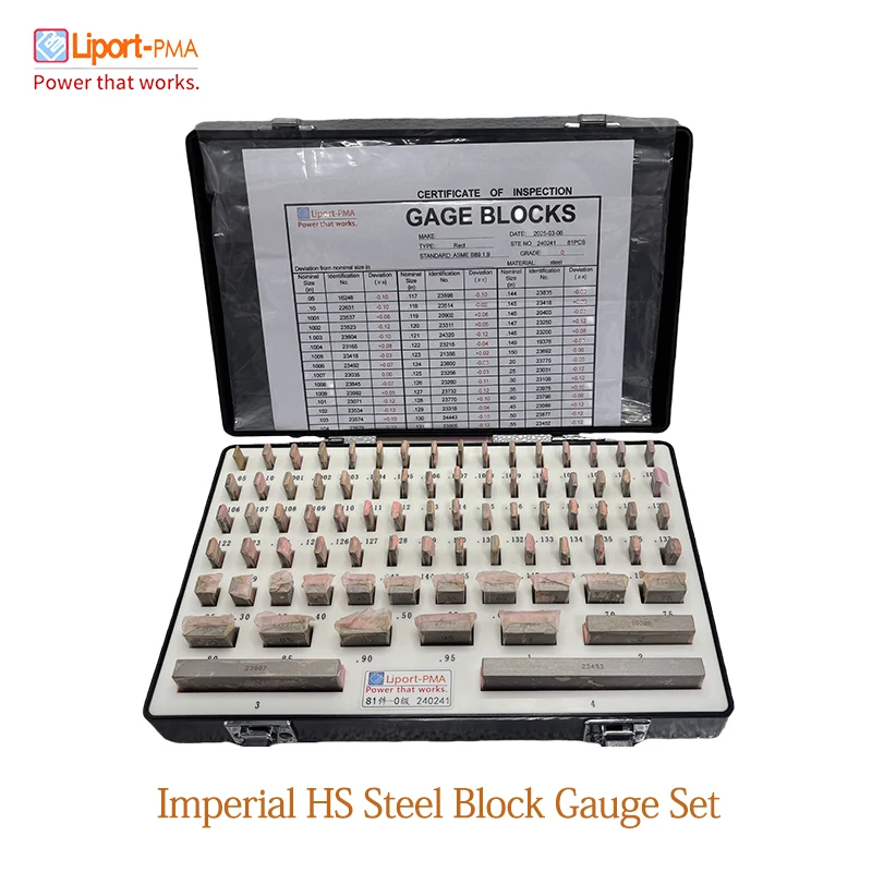 Imperial Block Gauge Set,English system Block Gauge set,36/81pcs,0/AS-1/AS-2 Grade,High Speed Steel Gage Block ,Liport-PMA