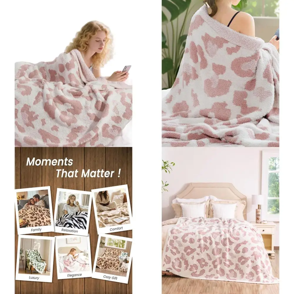 

Cozy Leopard Print Throw Blanket, Plush and Lightweight, Ideal for Home Decor, Gift-Worthy, Pink, 60x80