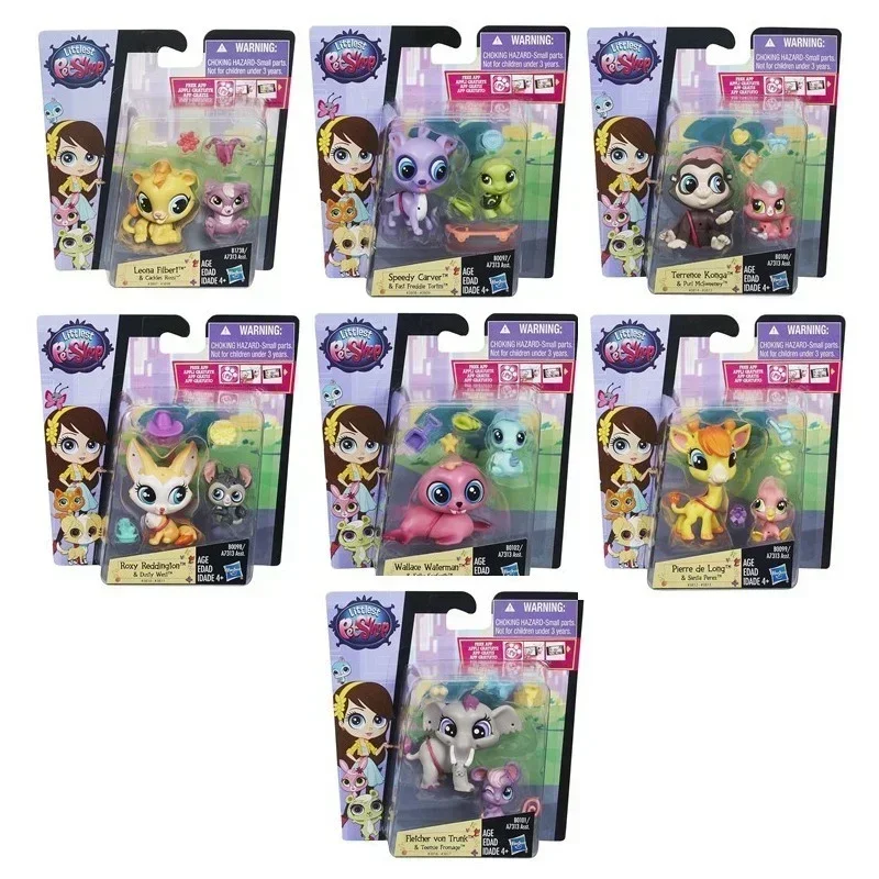 Original Hasbro Littlest Pet Shop Action Figures Cute Cartoon Animal Model Toys Big Eyed Pet Doll Collectible Toys Children Gift