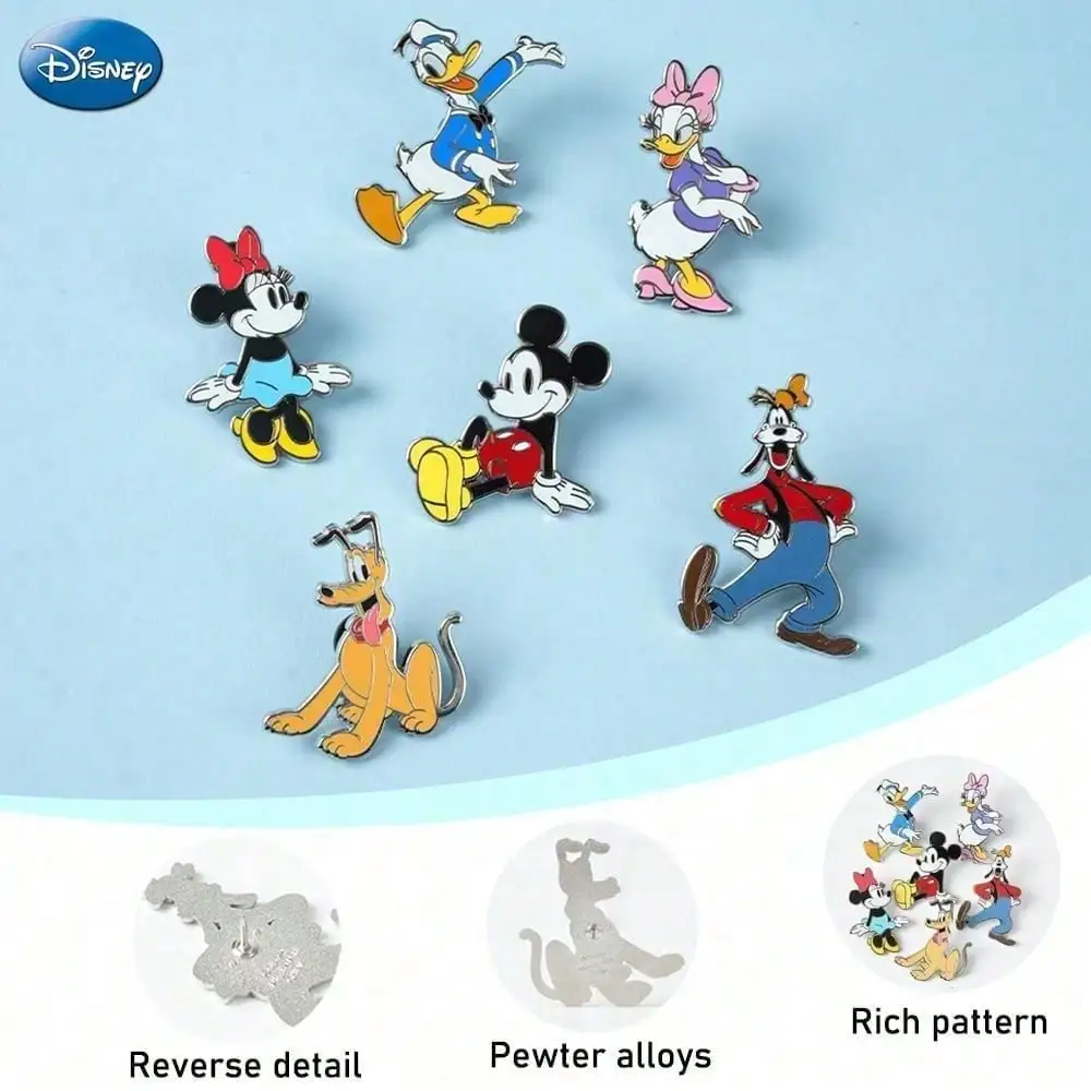 1PC Disney Officially Licensed Mickey Mouse Enamel Pins Bulk Cute Cartoon Button Pins Decorative Badges Clothes Bag Backpack Hat view 6