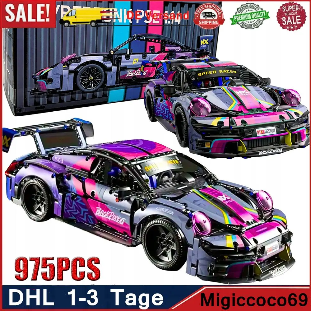 1:14 Maßstab Rennwagen-Bausatz. DIY-Montagespielzeug für alle Altersgruppen, perfektes Geschenk für Autoliebhaber und dekorative Auslage für Zuhause & Büro.