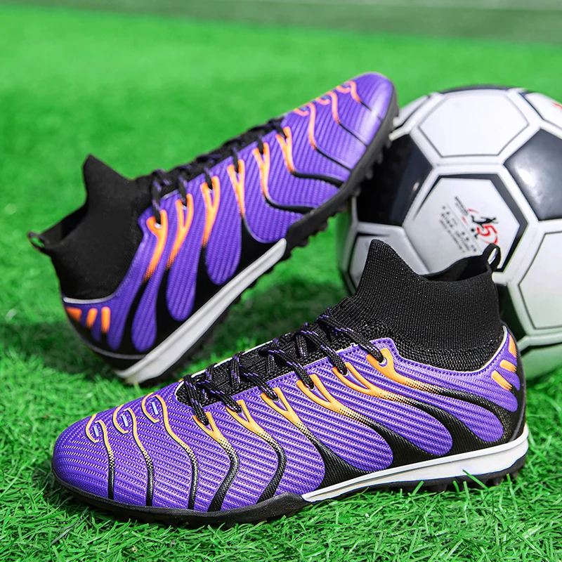 

2024 Men's Soccer Shoes Large Size Ultralight Football Boots Boys Sneakers Non-Slip AG/TF Soccer Cleats Ankle Boots Unisex