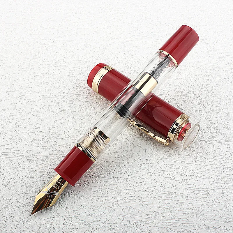 

NEW Jinhao 1935 TIANDAO Fountain Pen Luxury Guitar Clip 0.5/0.7MM Nib Transparent Red Writing Ink Pens Office School Stationary