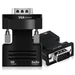 Convertitore HDMI compatibile con VGA adattatore maschio a Famale HD 1080P con cavo Audio Jack da 3.5mm per proiettore Display Laptop PC