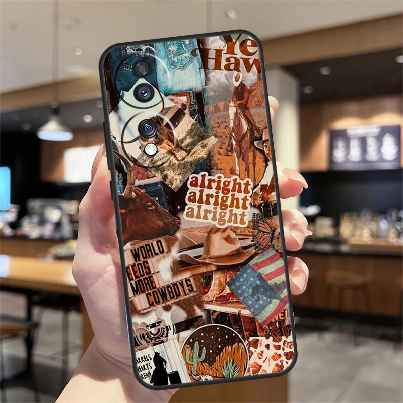 Cowboy Cowgirl Howdy Western Boho Case For Huawei Honor X7 X8 X9 X9a 50 70 P20 P30 P40 Lite P50 Mate 50 Pro Nova 5T P Smart