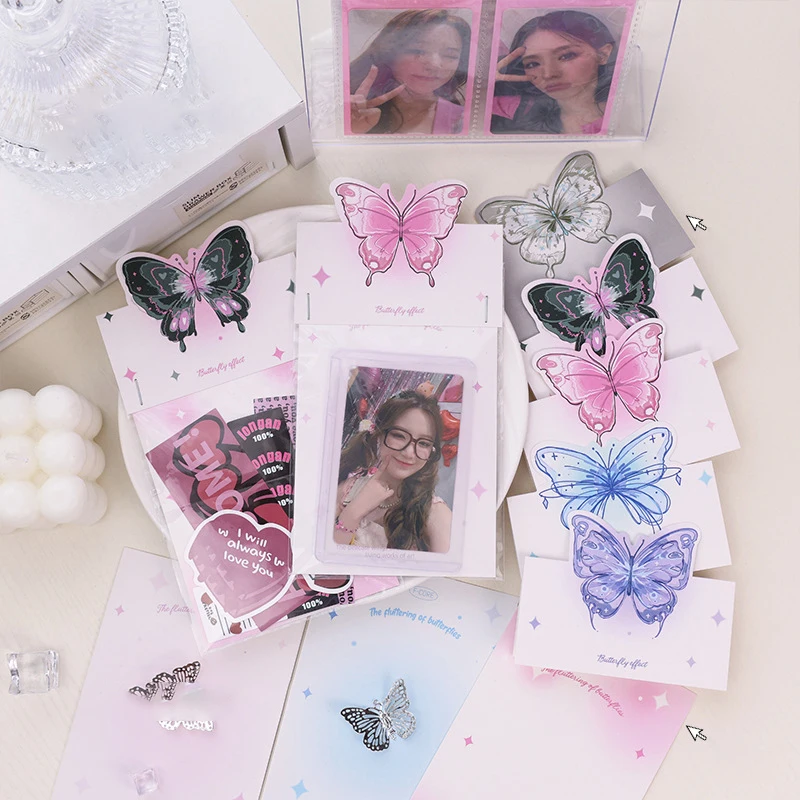 Hot Sale 10PCS Butterfly Paper Card Back Card Head Students Stationery Photocards Protective Packaging Gift DIY Material Kpop