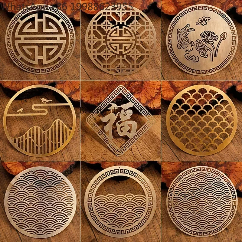 1pcs Hollow Carving Patch Chinese Fortune Fengshui Wall Decoration Living Room Bedroom Fortune Hanging Cabinet Door Decoration