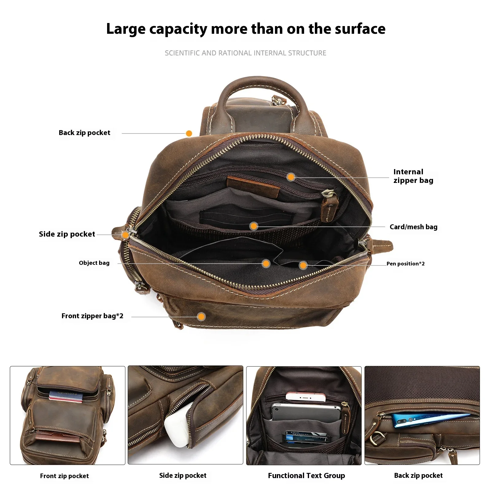 Genuine Leather Chest Bag for Men
