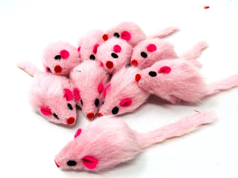 Cat Toy  Rattling Fuzzy Mice w Tail, 5 10 15 20 25 30 40 50 60 100 count