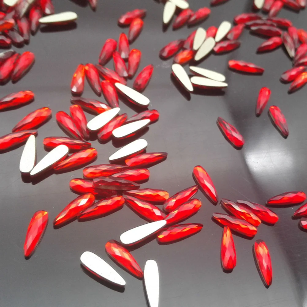 20 個明るい赤ドロップネイルアートラインストーンフラットバックネイルデコレーション DIY ポリッシュナチュラル付け爪ホームサロン用