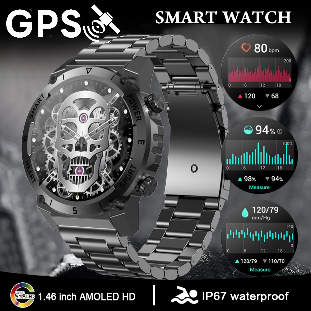 

2025 GPS Смарт-часы для мужчин и женщин Bluetooth-вызов Фитнес-часы 440 мАч Батарея IP68 Водонепроницаемые спортивные умные часы для Xiaomi Android