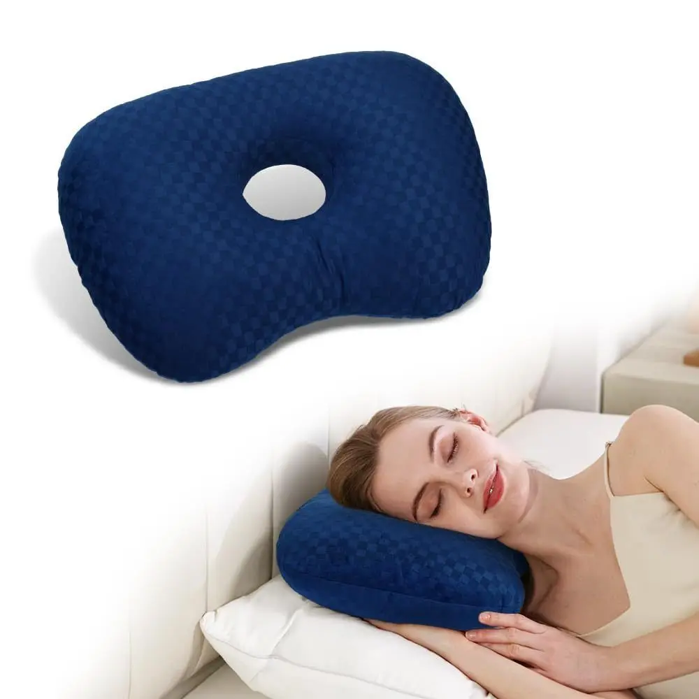 Easy to Clean Cotton Filling Ear Piercing Pillow Ergonomic Breathable Pillow with Ear Hole Comfortable Portable Earring Pillow