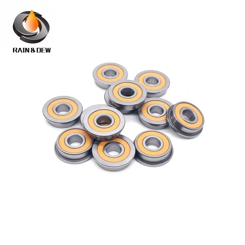 10Pcs Orange Sealed F695 2RS Bearing 5*13*4mm ABEC-7 Flanged F695 RS Ball Bearings For VORON