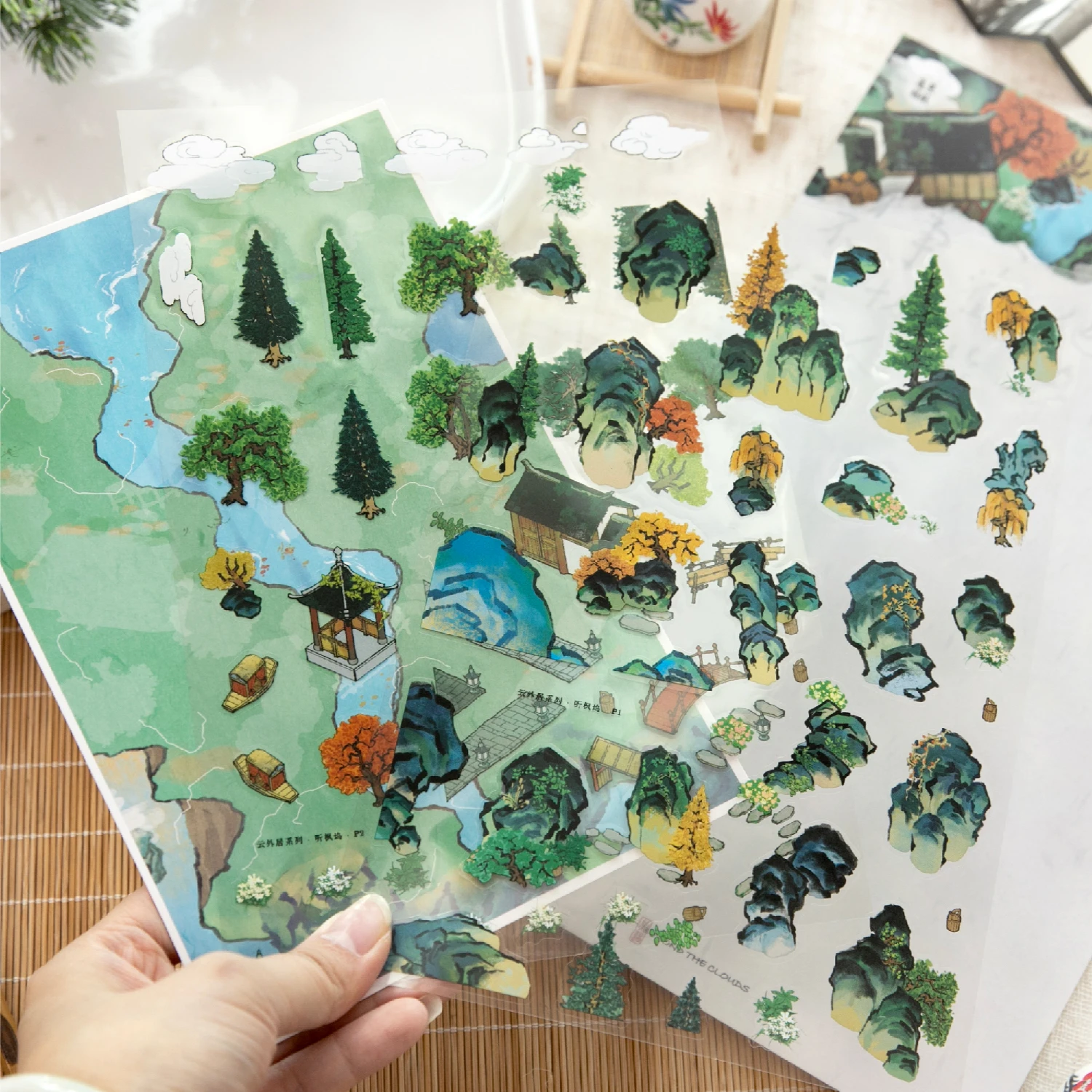 JIAMEI Cloud Residence Series Fun 3D Landscape Painting Landscape Miniature Scene Sticker DIY Album Decoration Scrapbook Sticker