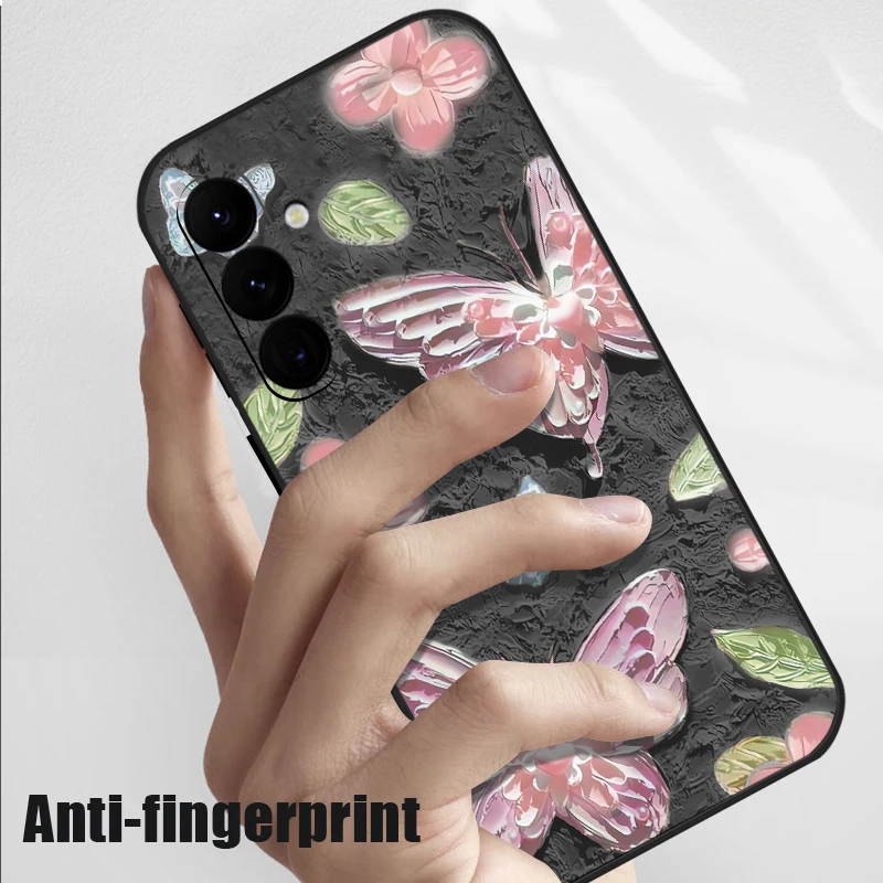 3D Emboss Butterfly Lanyard Case For Samsung Galaxy S24 S23 S25 Ultra S22 S21 S20 FE A15 A16 A26 A35 A36 A54 A55 A56 5G Cover