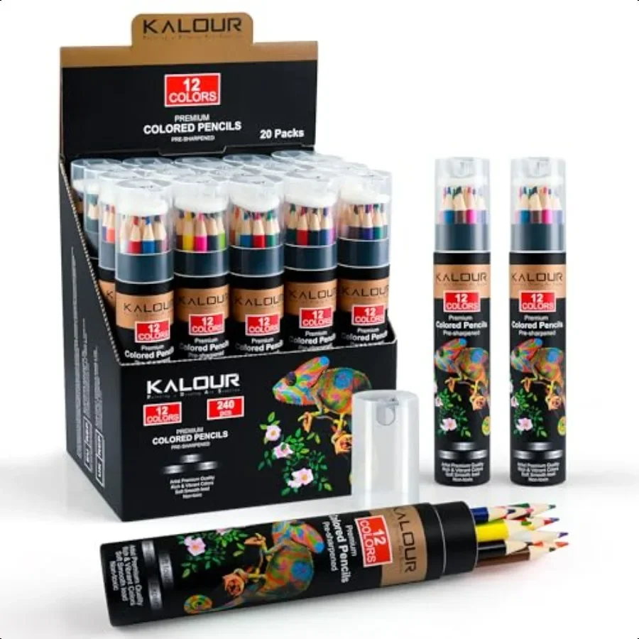 

Artists Colored Pencils Set with Builtin Sharpener 12 Vibrant Colors in 20 Individual Tubes Perfect for Artists Students and Co