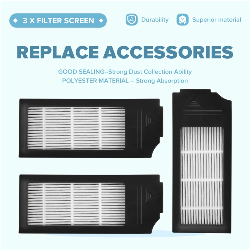 ABKR-1Set Main Side Brush Hepa Filter Mop Rag Dust Bag Replacement Kit Accessories For Ecovacs X1 Plus