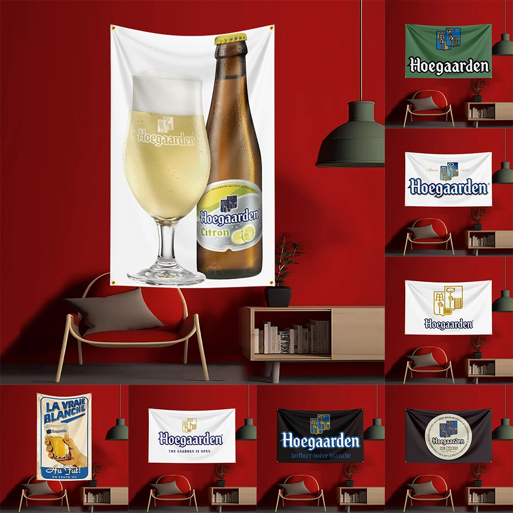 

90X150CM h-Hoegaardens Beer Flag Polyester Printed Alcohol Wine Banner For Decorative garden beverage rum Beer Flag