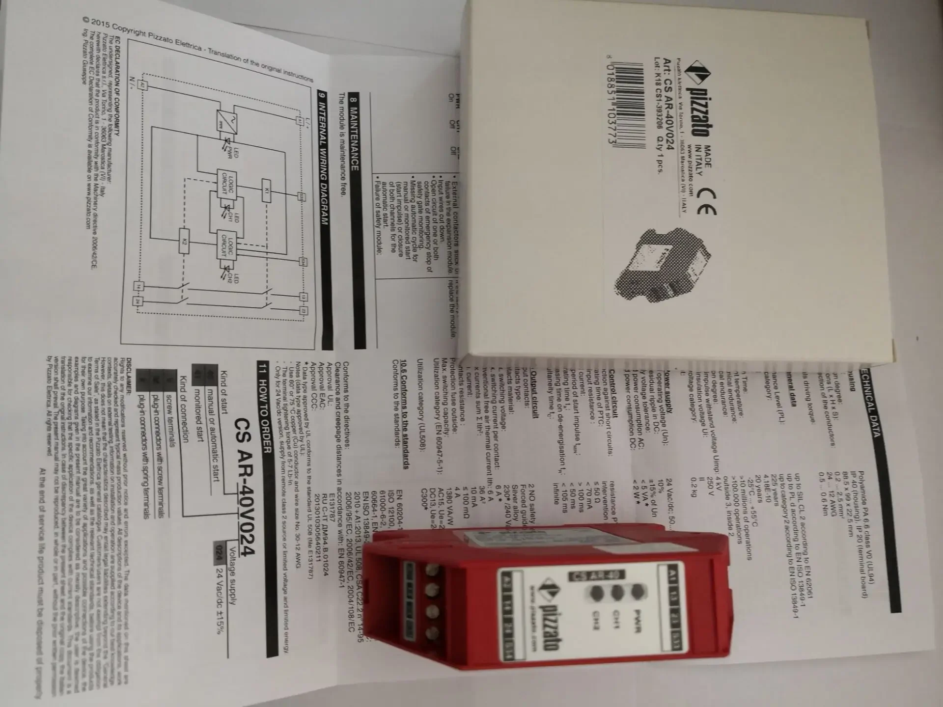 

New original Pizzato safety relay CS AR 40V024