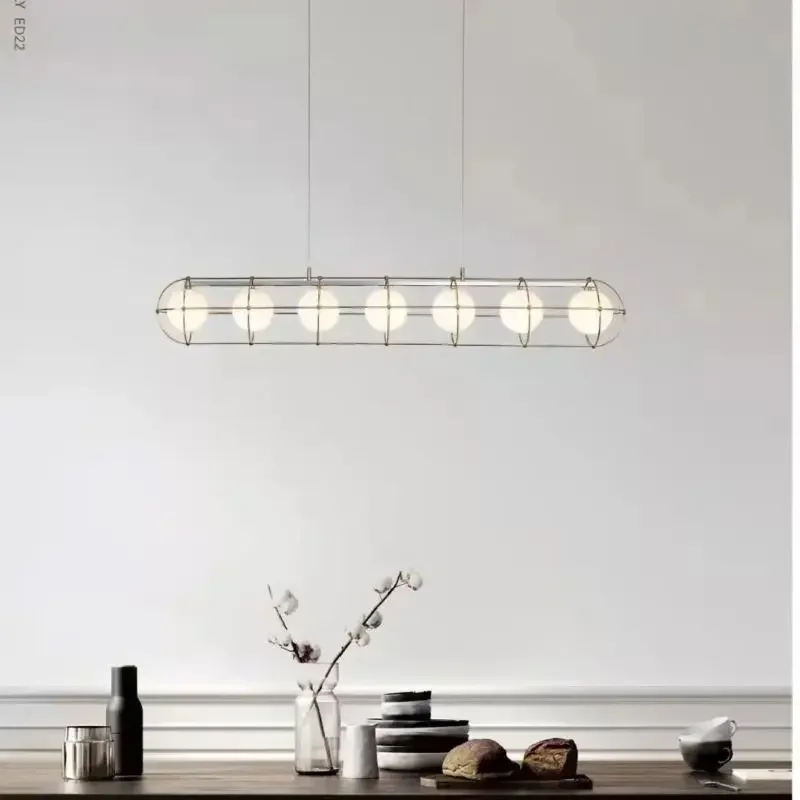 SANDYHA Creative LED Pendant Lights Modern Minimalist Glass Ball Chandelier for Stylish Living Room and Dining Table Lighting