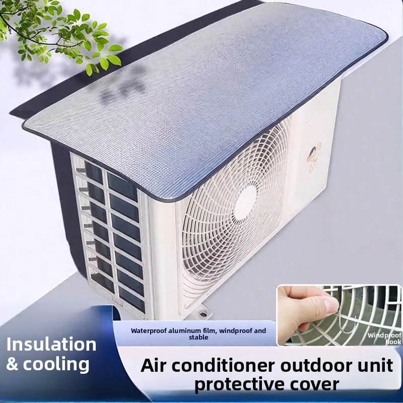 2-Pack Aluminum Foil Covers for Air Conditioner Outdoor Units, Sun Protection, Heat Insulation, Dustproof  Corrosion Resistant