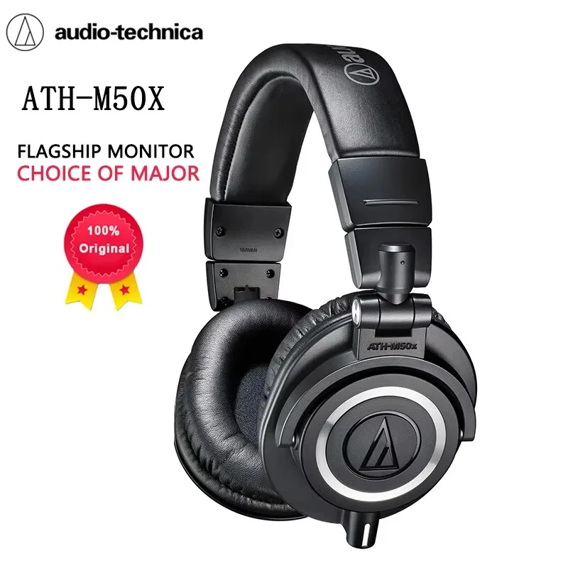 오리지널 오디오 테크니카 ATH M50X HIFI 이어폰, 전문가용 완전 밀폐형 모니터링 헤드폰, 접이식 음악 게임 헤드셋 