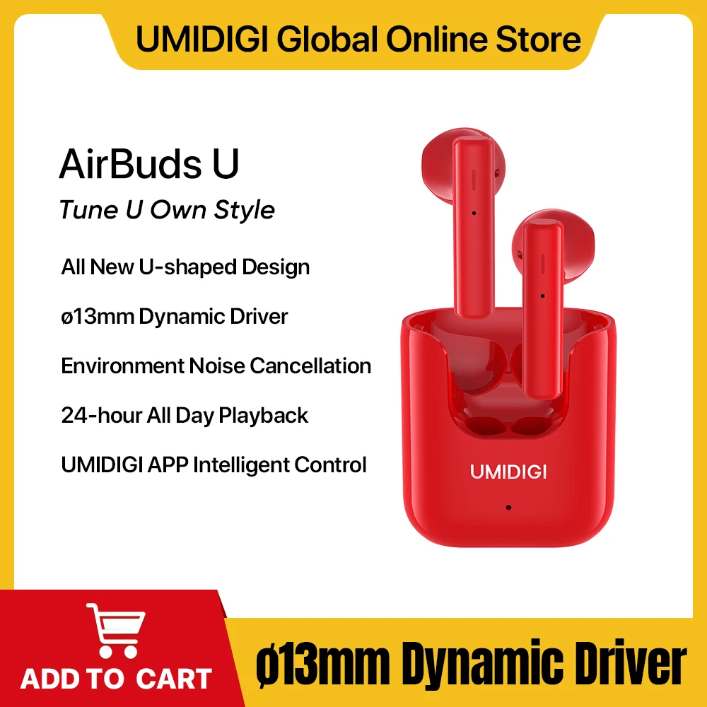 UMIDIGI AirBuds U Wireless Earphones TWS Bluetooth 5.1 ENC Noise Reduction 380mAh Charging Box Sports Headsets With Microphone